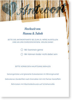 Antwortkarten Hochzeit | Gratis Musterkarten und Versand