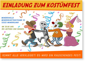 Einladungskarten Kindergeburtstag Kostümparty Einladungskarten Kindergeburtstag Kostümparty