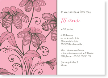 Bouquet De Fleurs Carte Dinvitation Danniversaire 18 Ans à