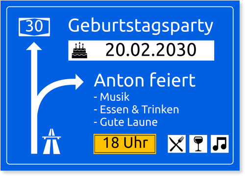 500_text_30 geburtstag autobahnschild