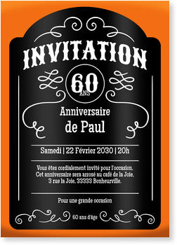 Carte invitation anniversaire 60 ans | bonnyprints.fr