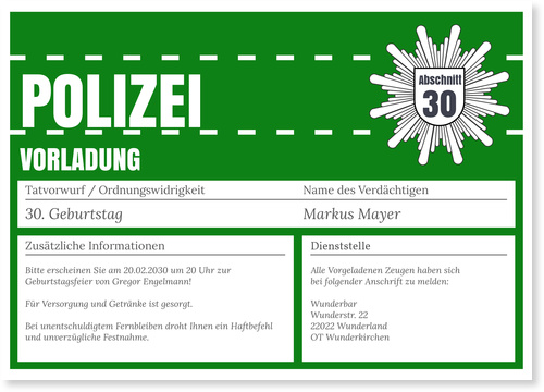 Einladungen zum 30. Geburtstag