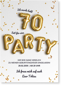 Party Ballon 70 Einladungskarten 70. Geburtstag